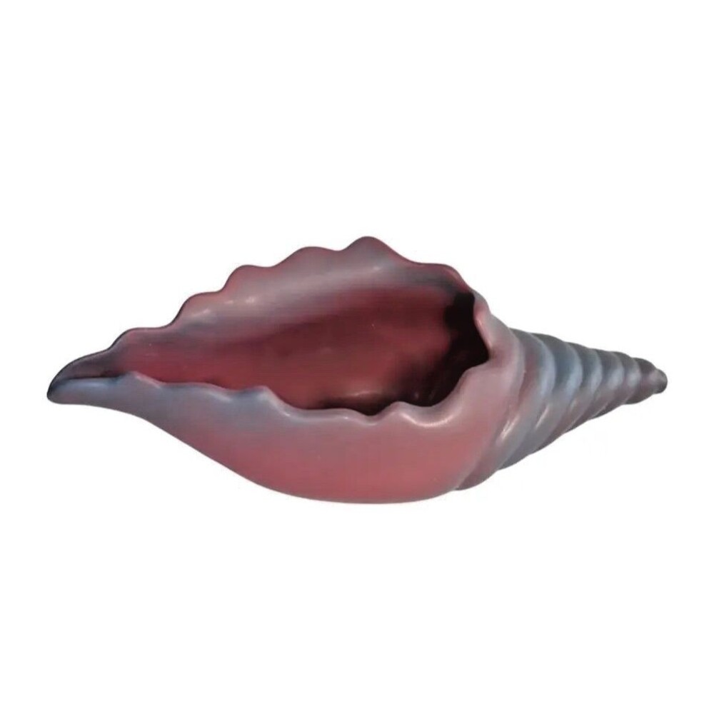 Van Briggle Signed Pottery Conch Shell Centerpiece Mulberry Authentic 12" MINT!